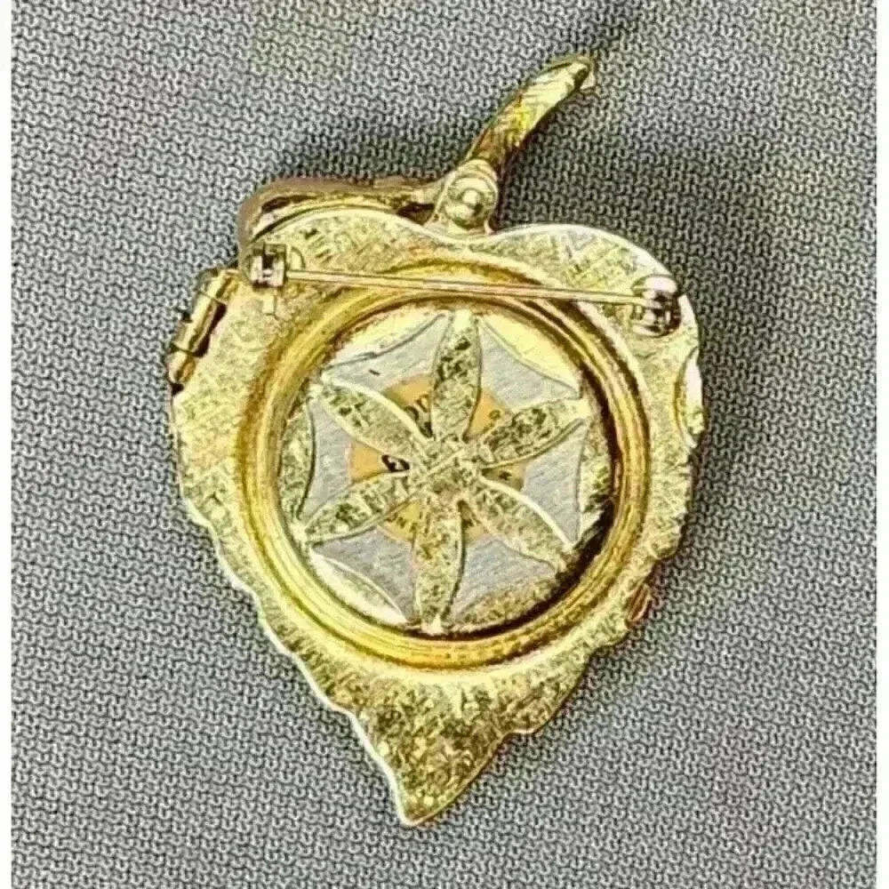 Vintage Avon Gold-tone Leaf Faux Pearl Fragrance Glace Brooch Pin Perfume Locket - Picture 4 of 6
